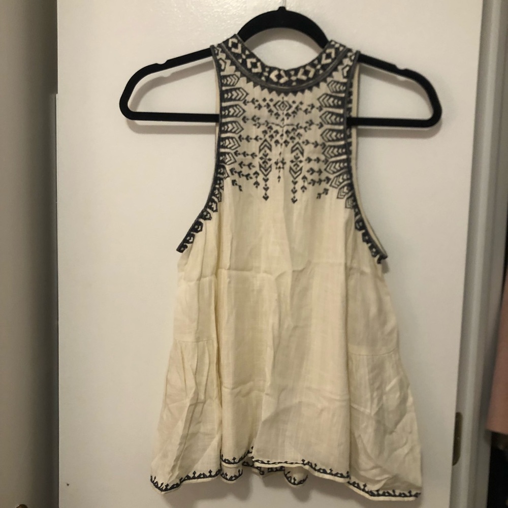 Urban Cream Top with dark embroidery